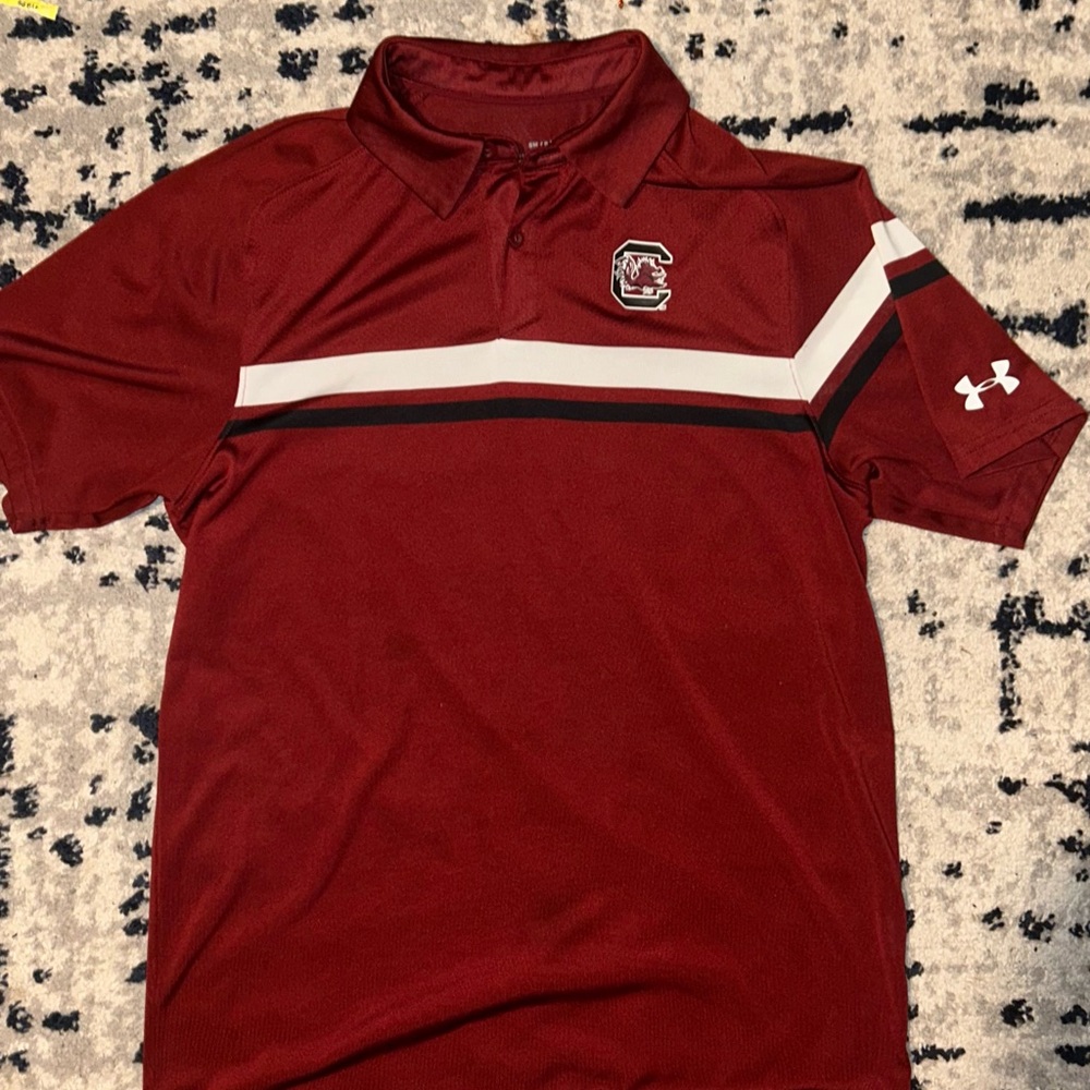 Under Armour Men's Maroon Polo Shirt with White Accents